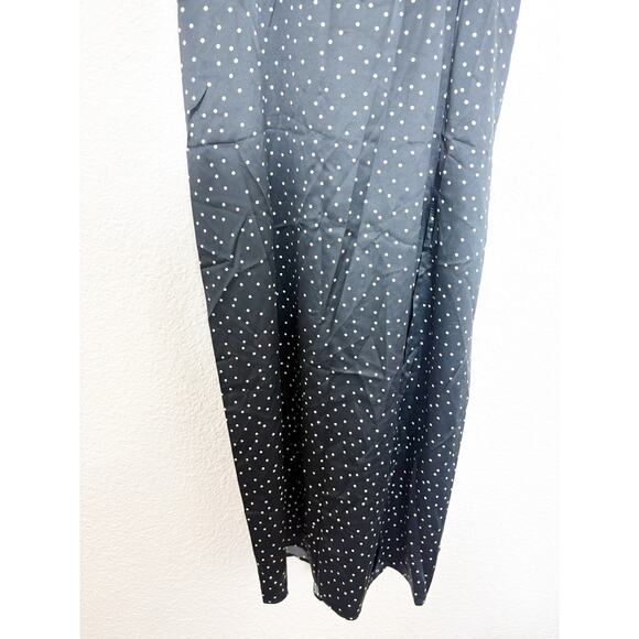 Zara Black Polka Dot Satin Corset Midi Dress Size Medium Minimalist Cocktail - Picture 10 of 14